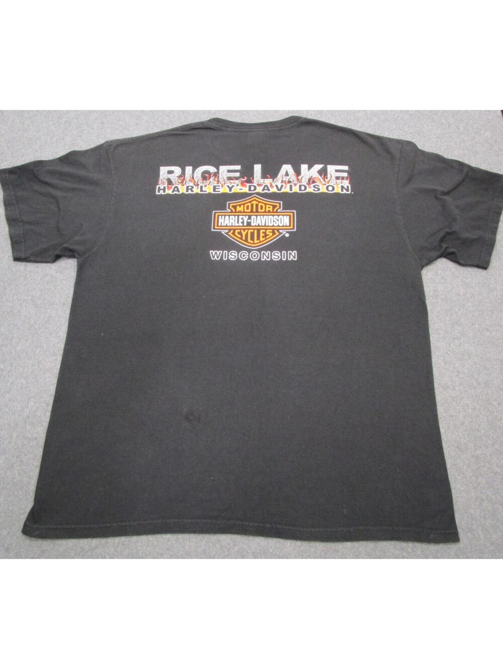 Vintage Harley Davidson Shirt Men XL Black Pig Rice Lake WI Motorcycle Biker Y2K - Picture 7 of 7